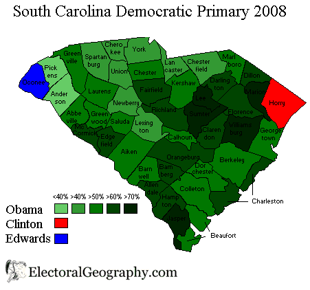 USA. South Carolina Democratic Primary 2008 | Electoral Geography 2.0