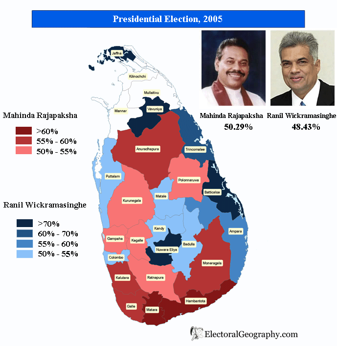 Sri Lanka. Presidential Election 2005 | Electoral Geography 2.0