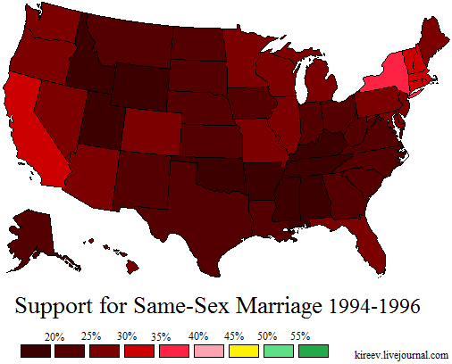 География роста поддержки однополых браков 