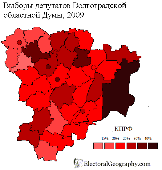 Анализ электоральной карты. Выборы в волгоградскую областную думу 2009 года