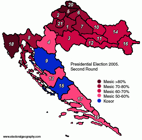 croatia presidential election 2005 map