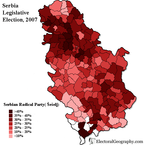Serbia. Legislative Election 2007 - Electoral Geography 2.0