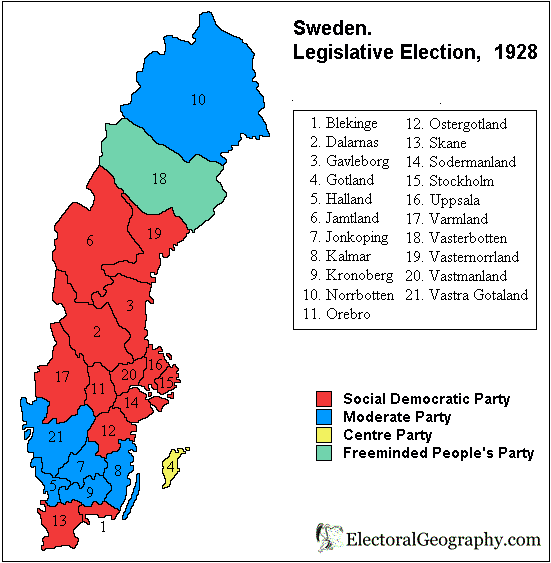 sweden legislative election 1928 map