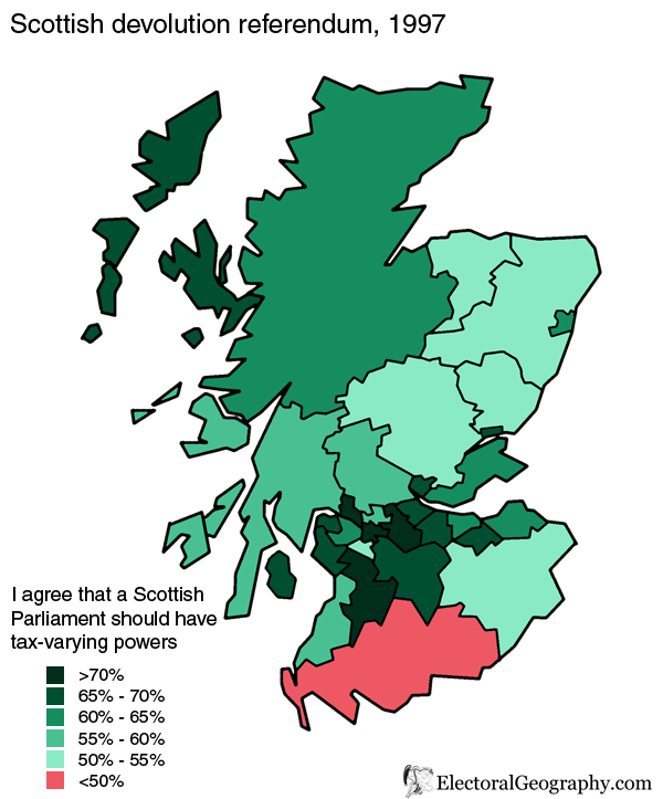 scotland devolution referendum 1997 map
