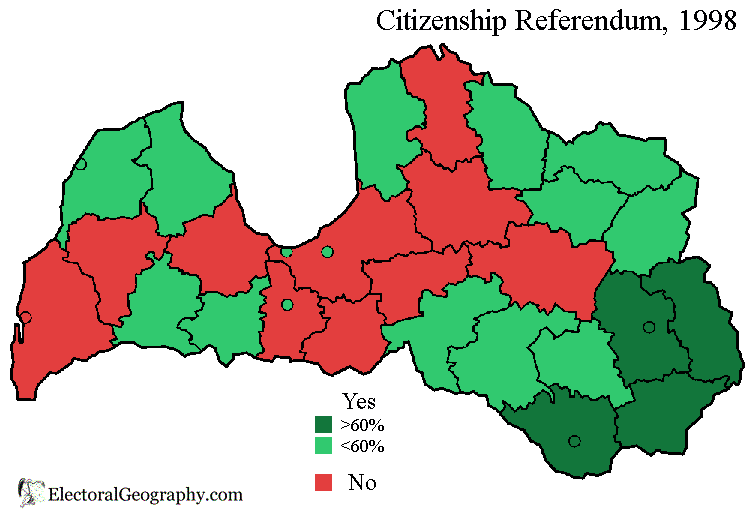 latvia citizenship law referendum 1998 map