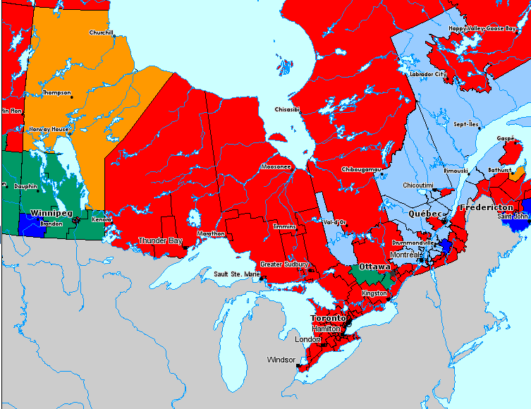 canada election 2000 ontario map