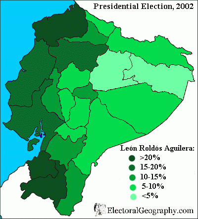 election map of Ecuador2002 Roldos