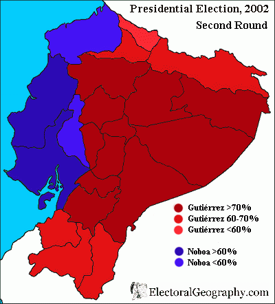 election map of Equador 2002 second round