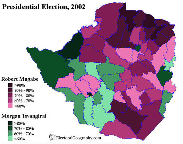 zimbabwe presidential election 2002 map