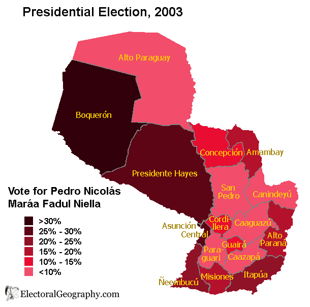 paraguay presidnetial election 2003 pedro nicolas maraa fadul niella