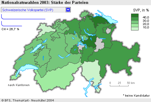 switzerland legislative election 2003 map svp