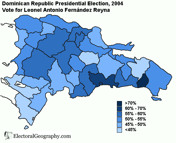 dominican republic presidential election 2004 map fernandez