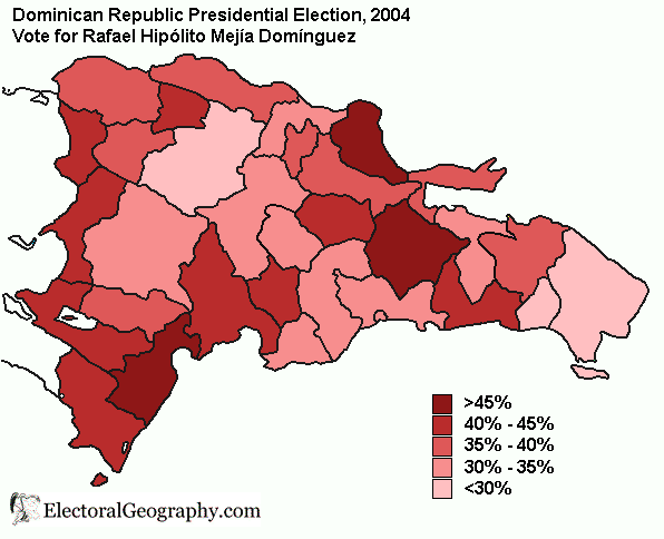 dominican republic presidential election 2004 map mejia