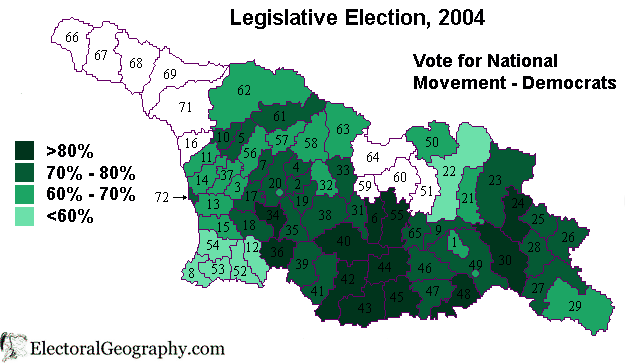 national movement-democrats georgia legislative election 2004 map