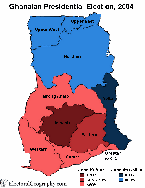 ghana presidential гана президентские выборы 2004 карта