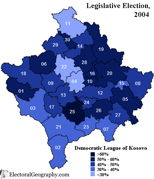 kosovo legislative election 2004 ldk map 