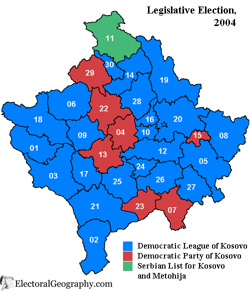 2004 legislative election kosovo map