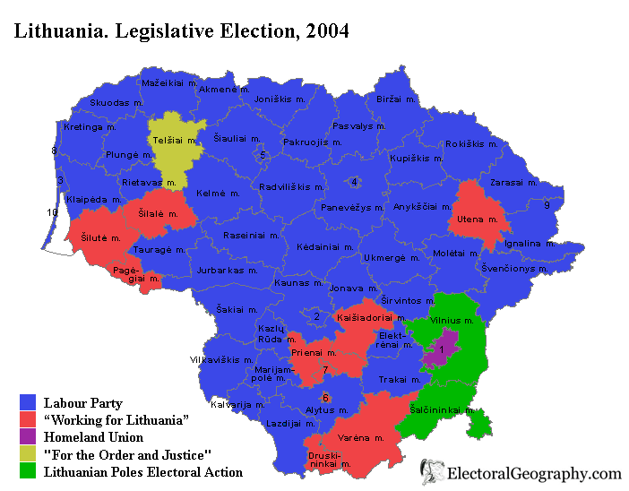 lithuania election 2004 map