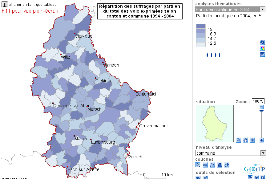 luxembrug european parliament election 2004 map democratic party