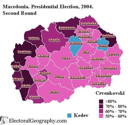 macedonia presidential election 2004 second round map