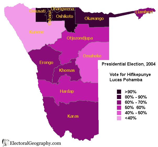 namibia presidential election 2004 map