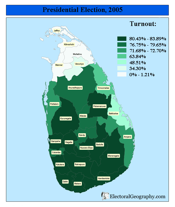 sri lanka presidential Election 2005 turnout