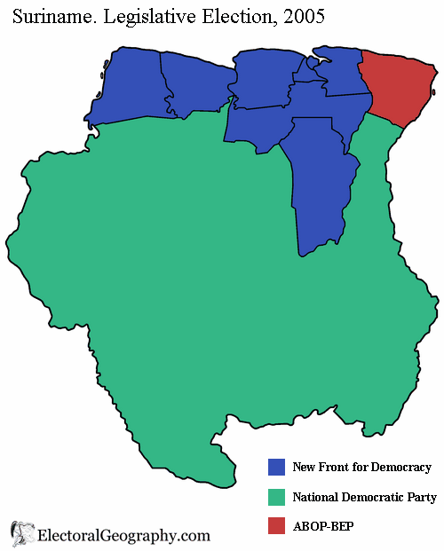 suriname legislative election 2005 map