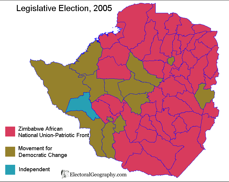 zimbabwe legislative election 2005 map