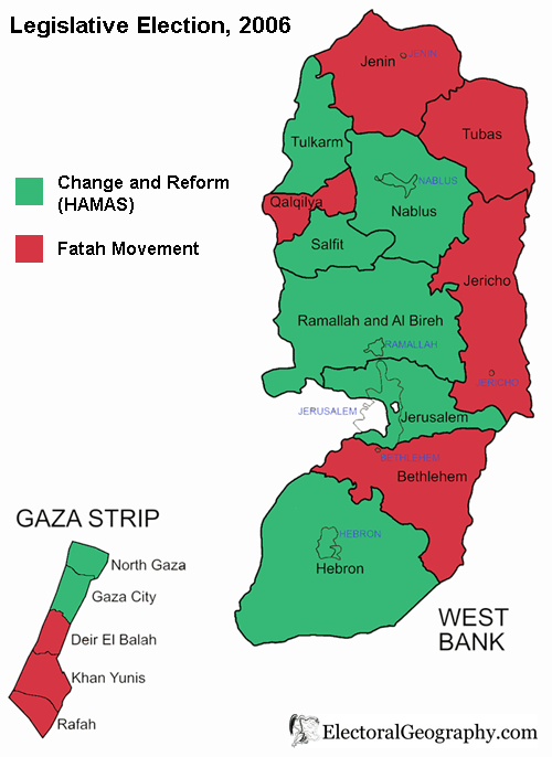 palestine legislative election 2006 map fatah hamas