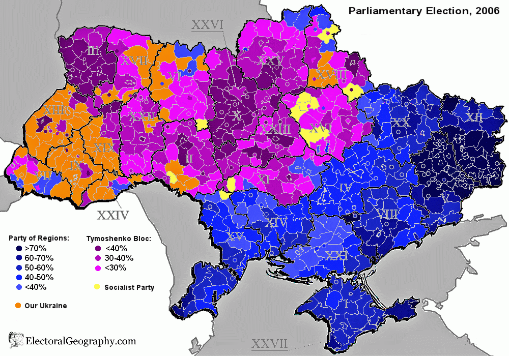 ukraine legislative election 2006 rayons map