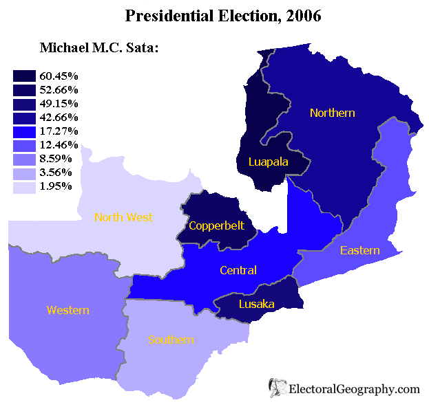 election map of Zambia 2006 sata 