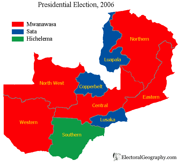 election map of Zambia 2006