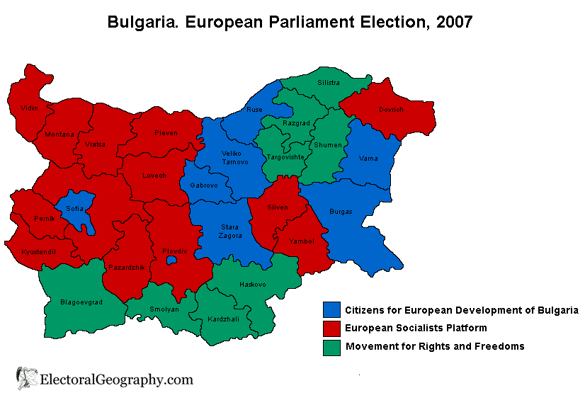 bulgaria european parliament election 2007 map