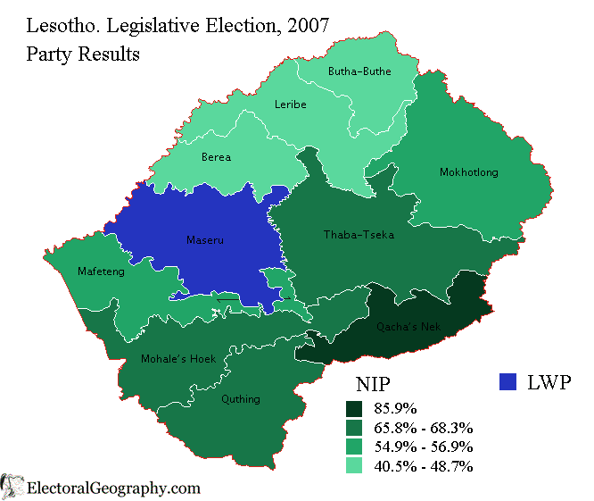lesotho legislative election 2007 party results