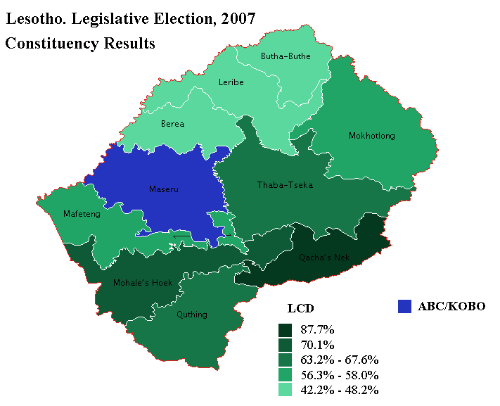 lesotho legislative election 2007 map