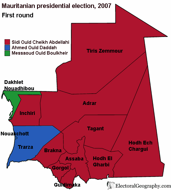 mauritania presidential election 2007 map