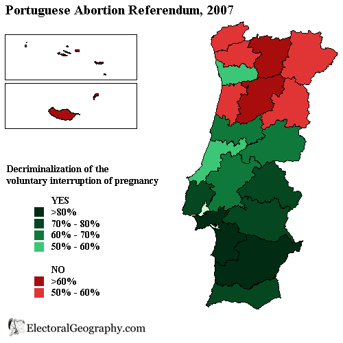 2007 portugal abortion referendum districts map