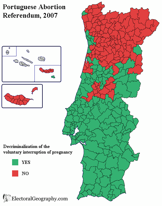 2007 portugal abortion referendum map