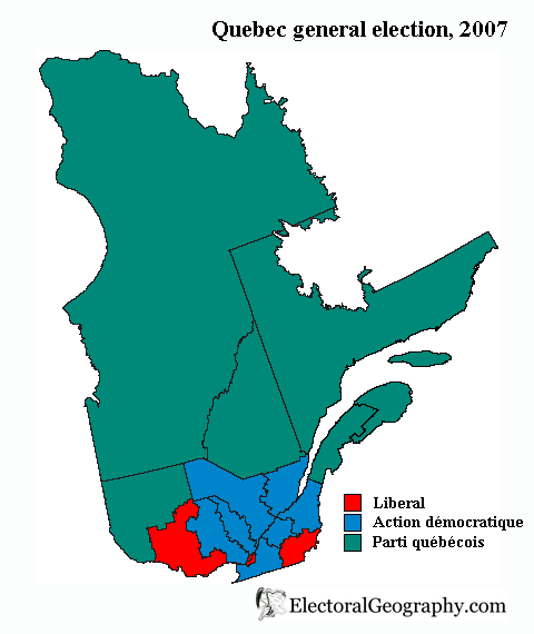 quebec general election 2007 map