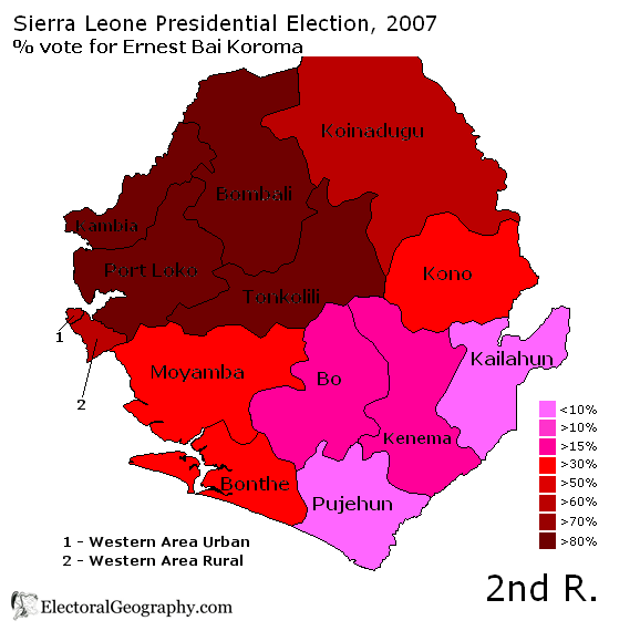 сьерра леоне президентские выборы 2007 второй тур корома