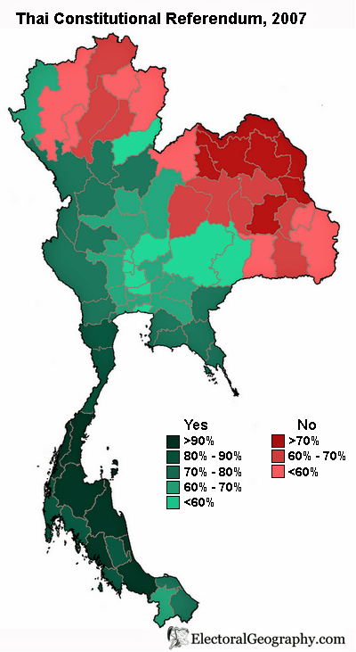 таиланд конституционный референдум 2007 карта результат