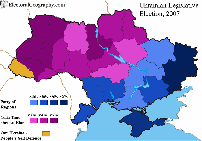 ukraine legislative election 2007 map